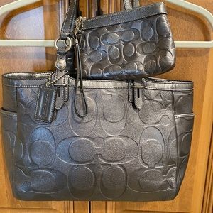 COPY - Coach two handle tote with cosmetic bag.